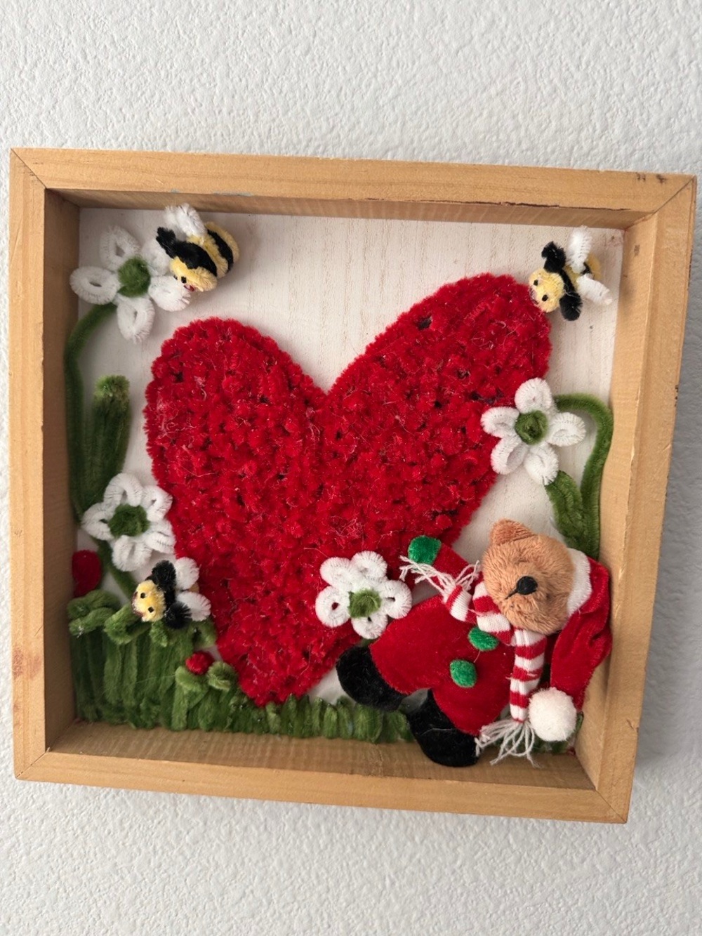 Handcrafted Red Heart Floral Wall Art